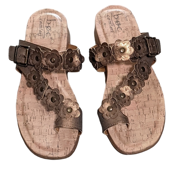 boc Shoes Boc Metallic Sandals Slides Slipons Toe Loop Wedge